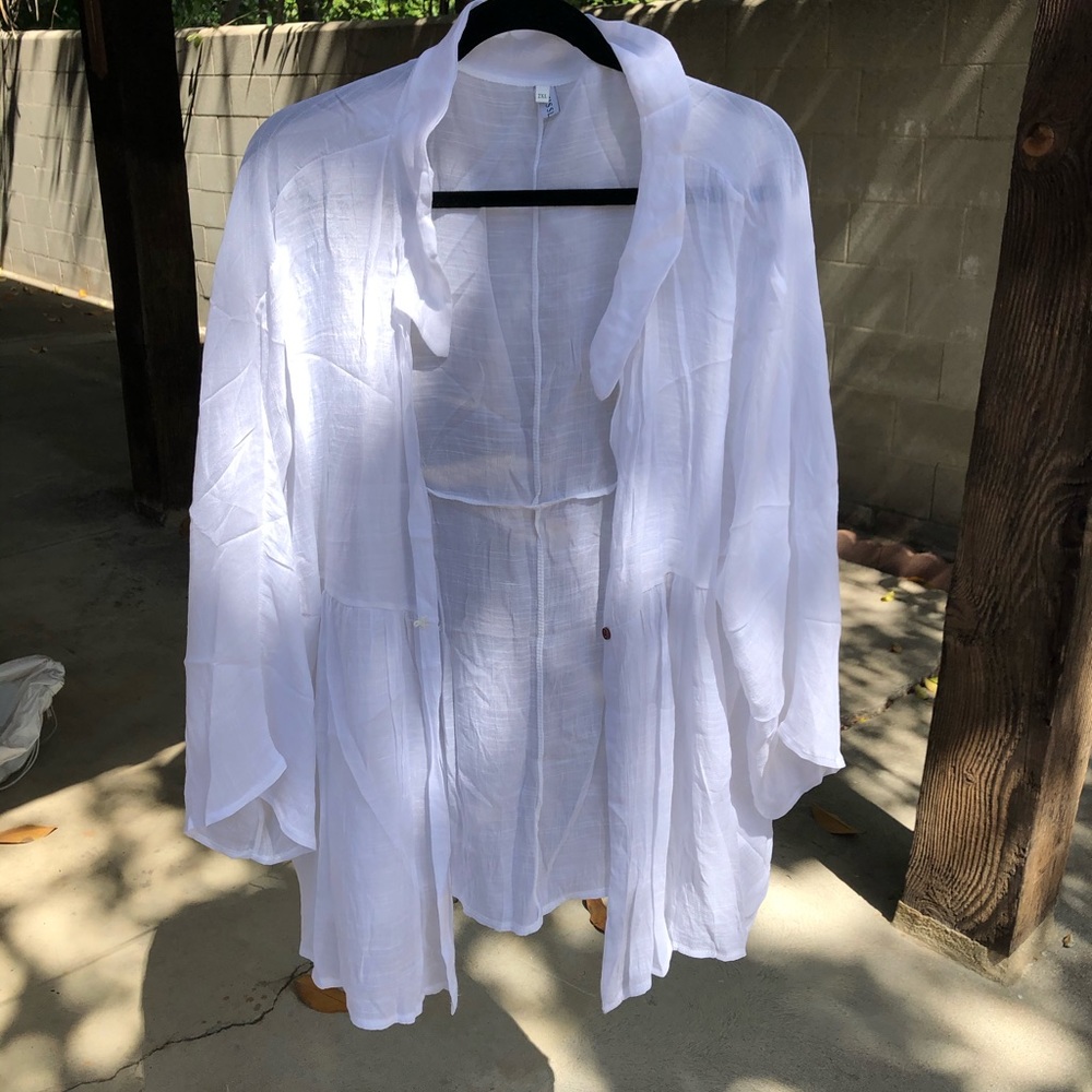 White Sheer Size 2X Quarter Sleeve shirt